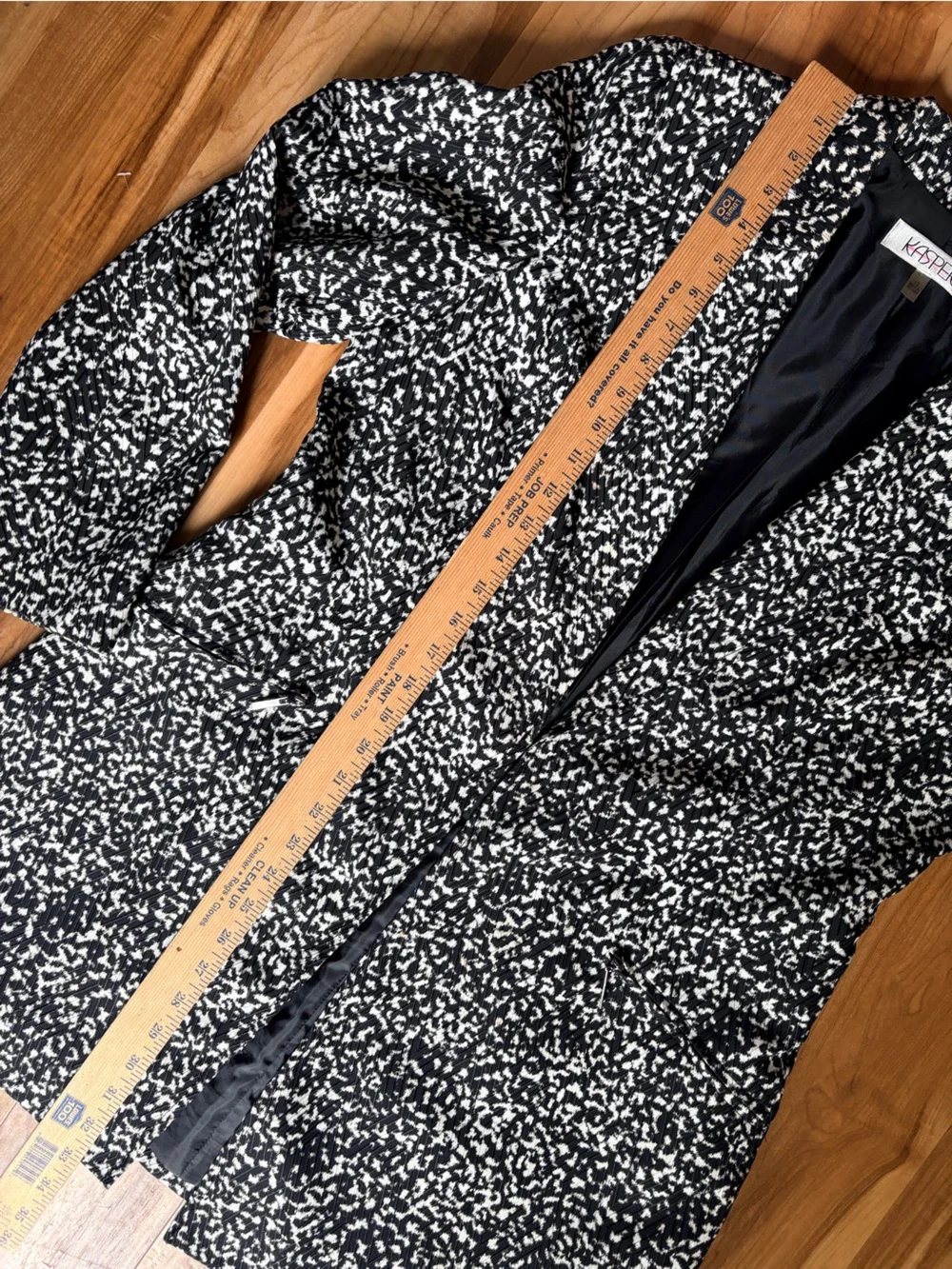 Kasper Women's Black & White Patterned Long Blazer size 12